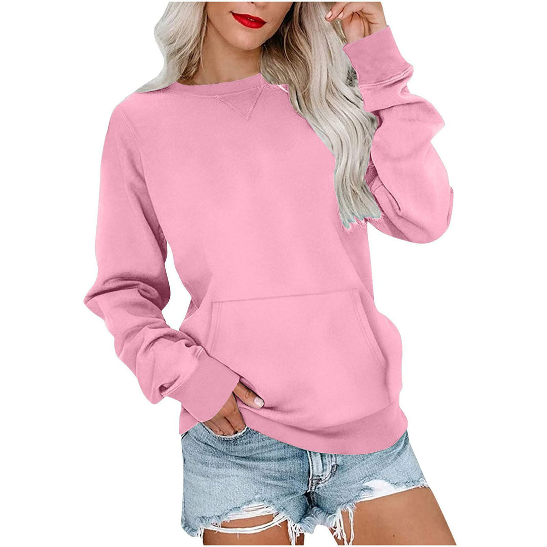 Damen Lockeres Sweatshirt mit Rundhalsausschnitt und Kängurutasche Drune