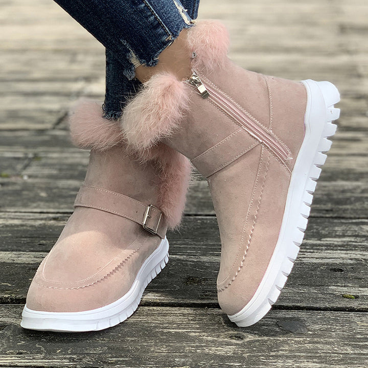 Damen Warmfutter-Stiefel mit modischem Fellbesatz Drune