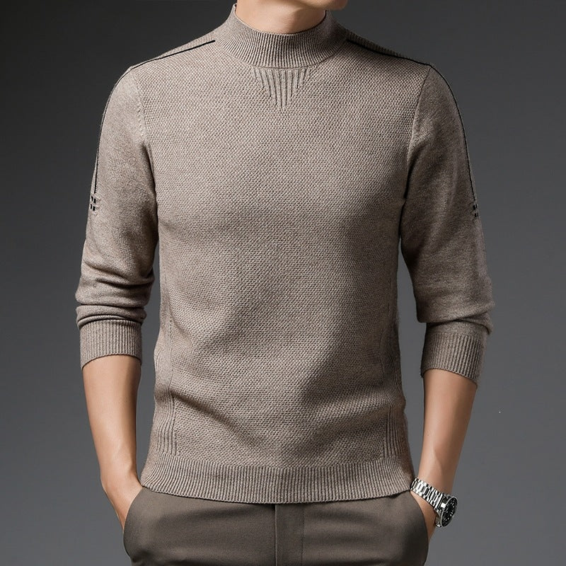 Herren Slim-Fit Strukturierter Feinstrickpullover mit kurzem Schlauchkragen und gerippten Säumen Drune