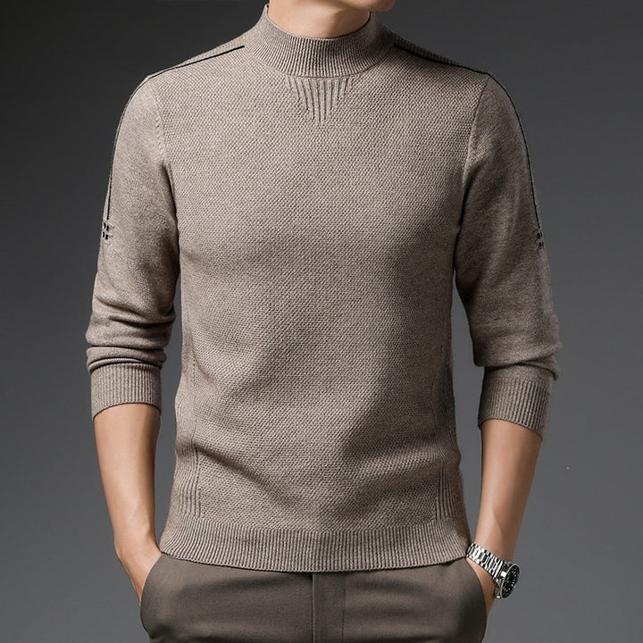 Herren Slim-Fit Strukturierter Feinstrickpullover mit kurzem Schlauchkragen und gerippten Säumen Drune