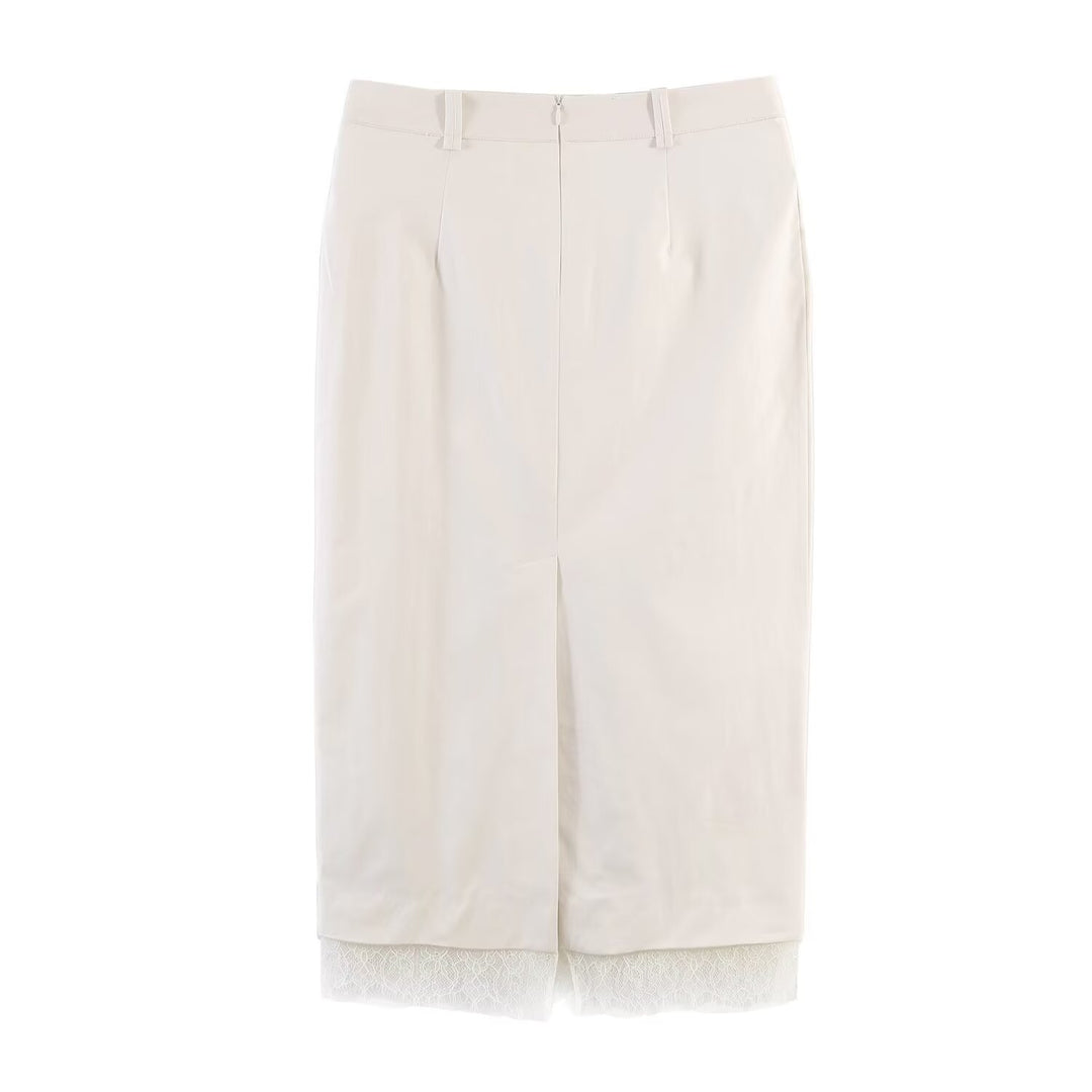 Damen Bleistiftrock mit feiner Spitze und elegantem Bund Drune