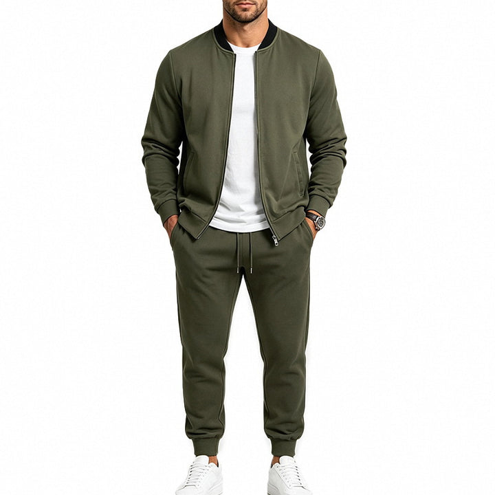 Herren Sweatset aus weichem Sweatstoff mit Bomberjacke und konisch geschnittener Jogginghose Drune