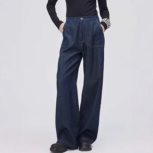 Damen Modische Jeans mit weitem Schnitt und hohem Bund Drune