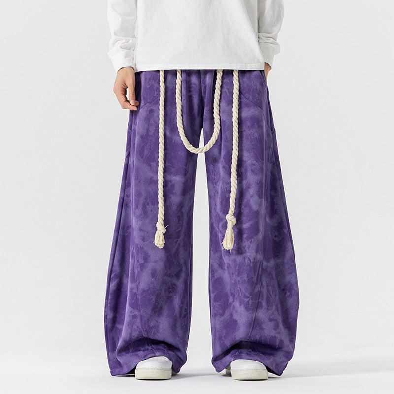 Herren Extraweite Batik-Loungehose im Baggy-Cut mit dekorativem Kordelzug Drune
