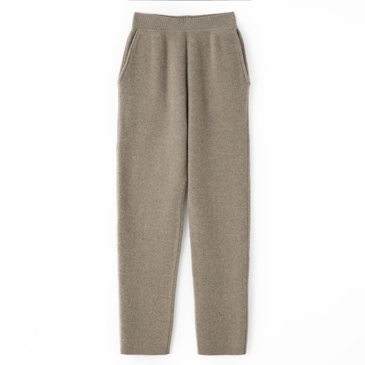 Damen Kaschmir‑Optik Strickhose mit elastischem Bund, konischer Silhouette und Eingrifftaschen Drune