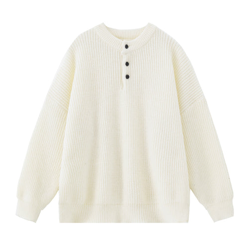 Damen Grobgestrickter Henley-Pullover mit geknöpfter Brustleiste und Boxy-Schnitt Drune