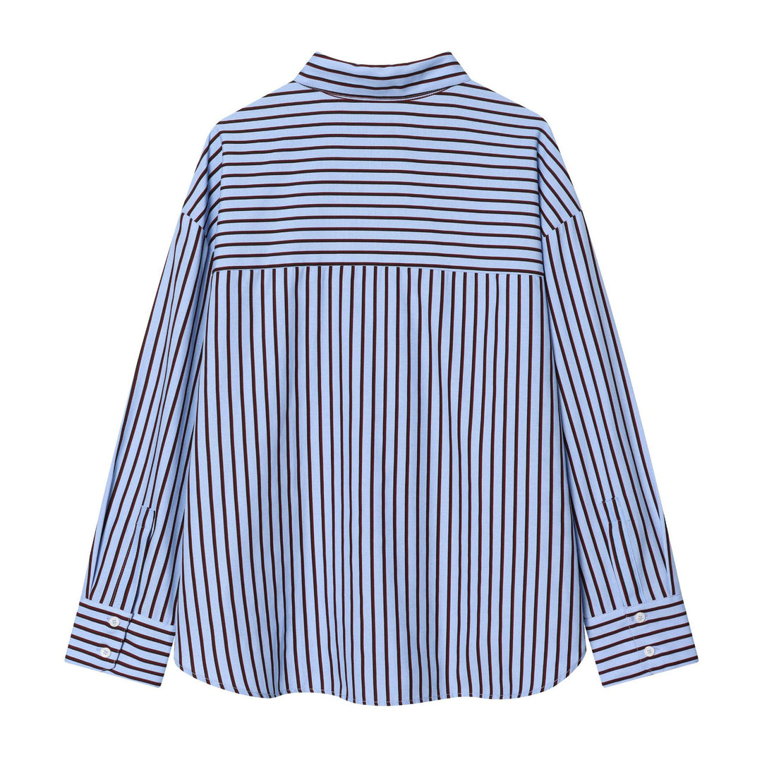 Damen nan oversized Hemdbluse mit überschnittener Schulter, durchgehender Knopfleiste und breiten Manschetten Drune