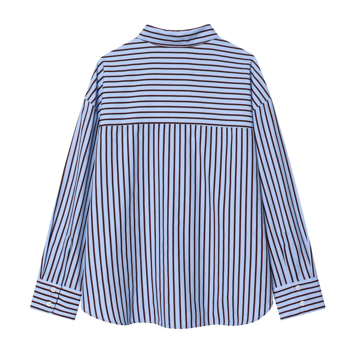 Damen nan oversized Hemdbluse mit überschnittener Schulter, durchgehender Knopfleiste und breiten Manschetten Drune