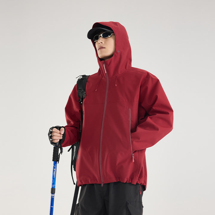 Damen Leichte technische Regenjacke im Oversize-Utility-Schnitt mit verstellbarer Kapuze Drune