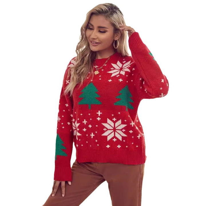 Damen Gemusterter Weihnachtspullover mit festlichem Design und gemütlicher Passform Drune