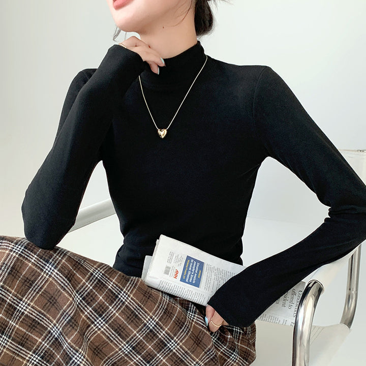 Damen Elegantes Langarm-Rollkragenoberteil aus weichem Material Drune