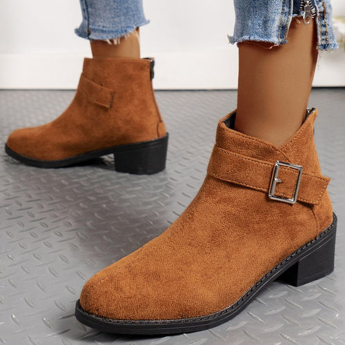Damen Stiefeletten mit modischem Schnallen-Detail und komfortablem Blockabsatz Drune
