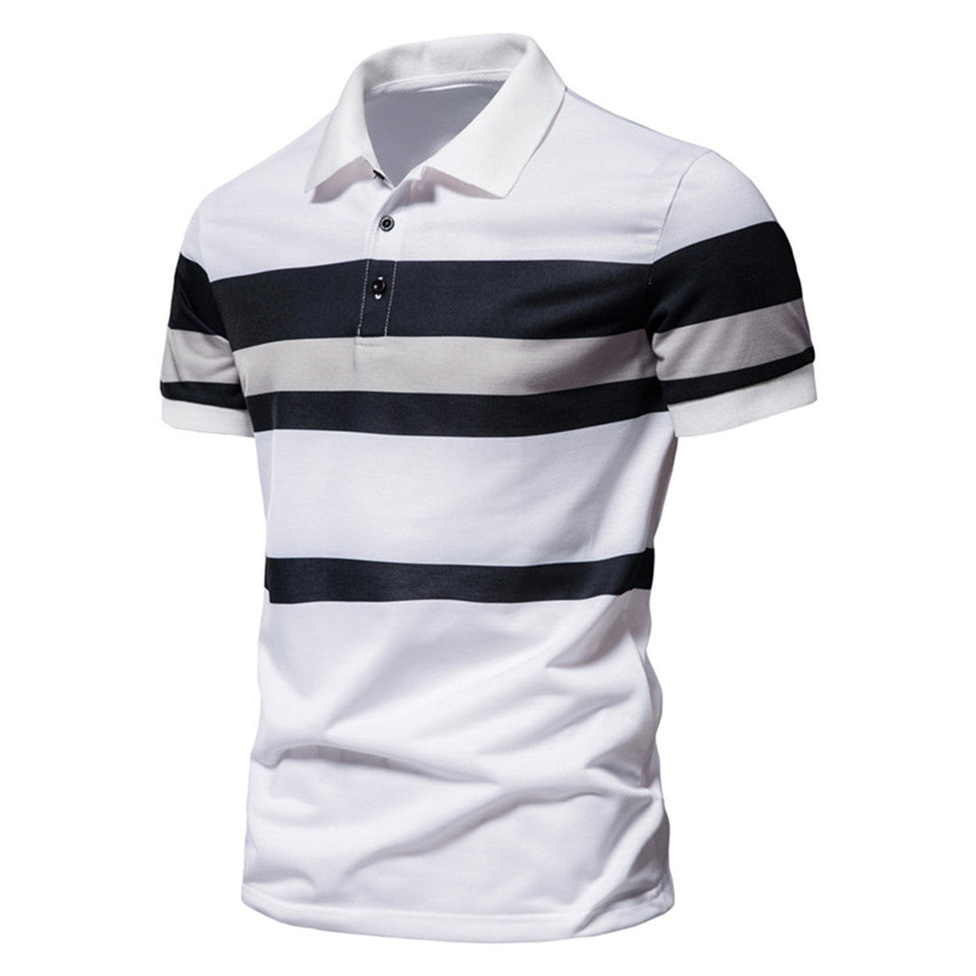 Herren Poloshirt mit modernem Streifenmuster und atmungsaktiver Baumwolle Drune