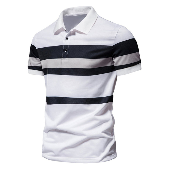 Herren Poloshirt mit modernem Streifenmuster und atmungsaktiver Baumwolle Drune