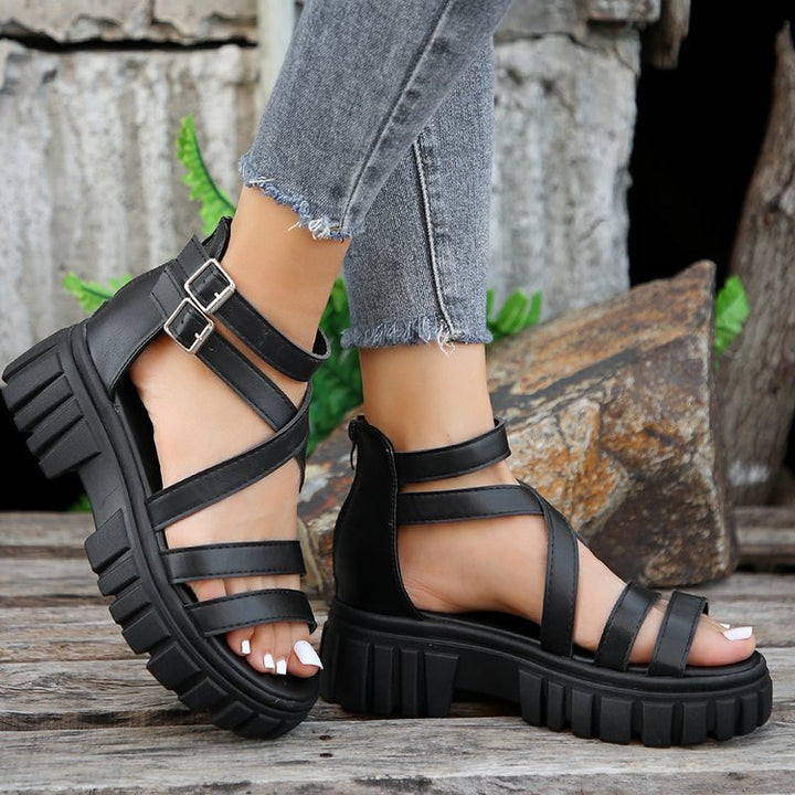 Damen Chunky Sandalen mit verstellbaren Riemen und rutschfester Sohle Drune
