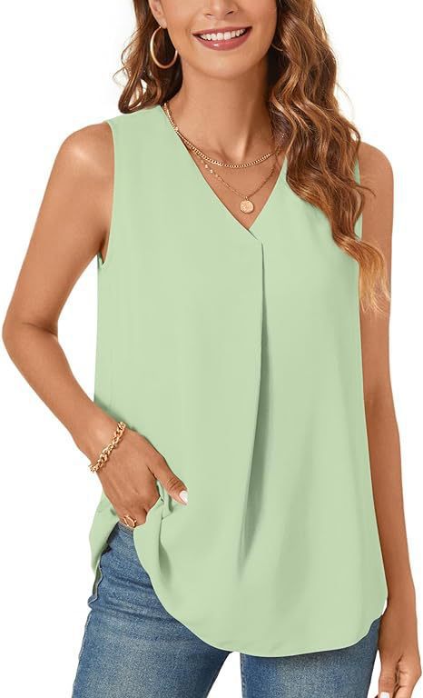 Damen Leichte Faltenfreie Ärmellose Bluse Drune