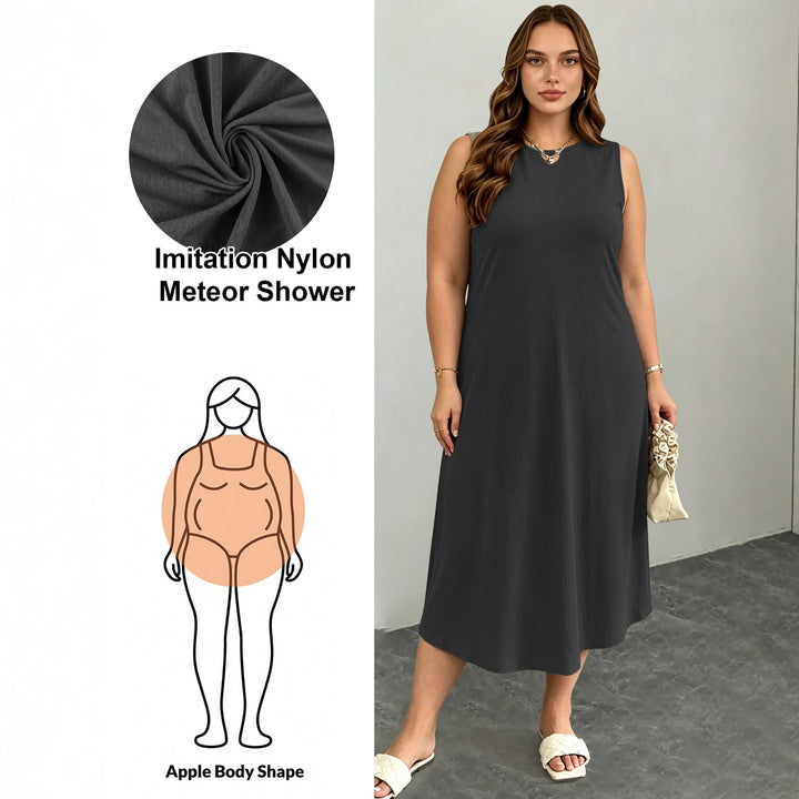 Damen Ärmelloses A-Linien-Midikleid mit seitlichen Eingrifftaschen und V-Ausschnitt Drune