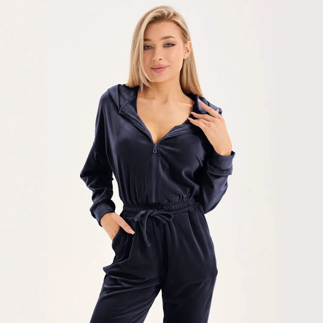 Damen stylischer Kapuzen-Jumpsuit Drune