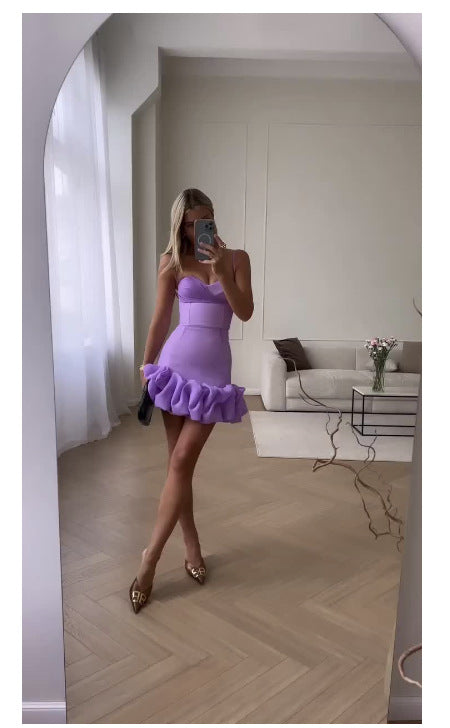 Damen Mini-Kleid mit Rüschensaum Drune