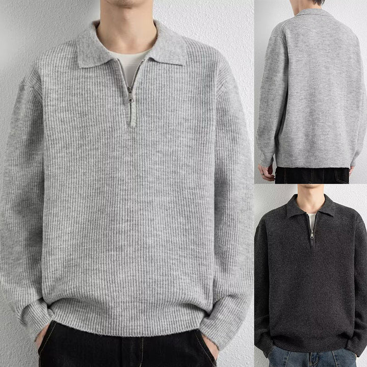 Herren Gemusterter Strickpullover mit Stehkragen Drune