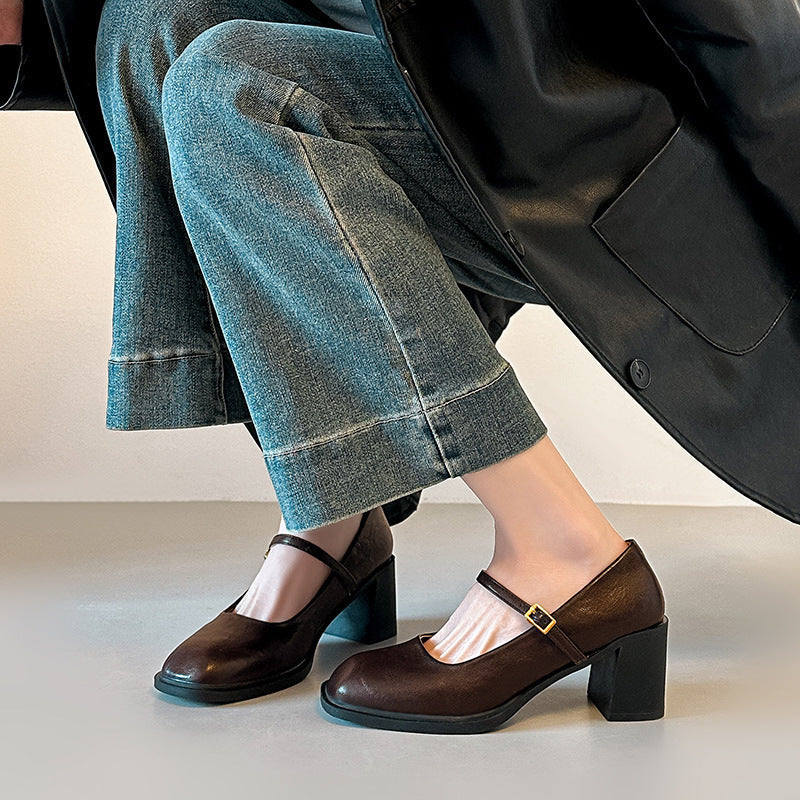 Damen elegante Mary Jane Pumps mit komfortablem Blockabsatz Drune