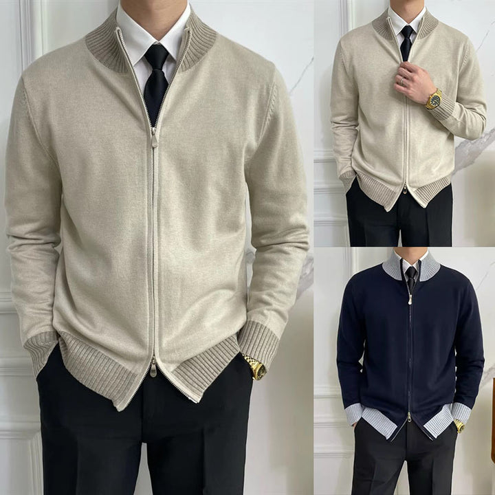 Herren Elegante Strickjacke mit Stehkragen und Reißverschluss Drune