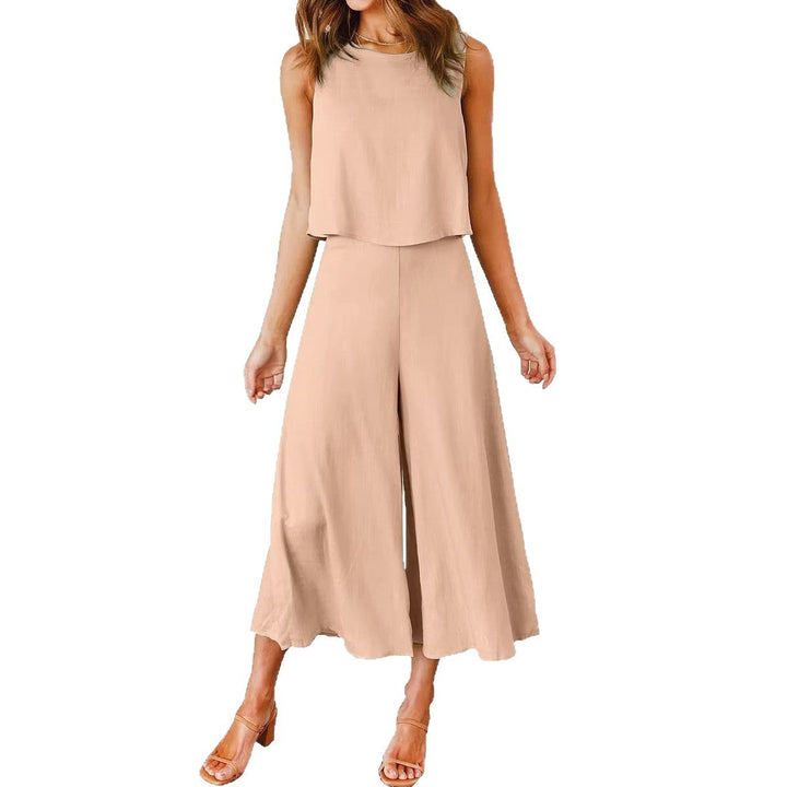 Damen bequemer Jumpsuit mit weitem Bein und schulterfreiem Design Drune