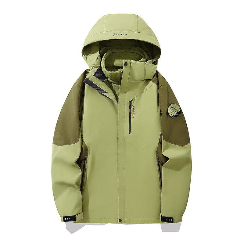 Herren wasserdichte dreiteilige Winterjacke mit abnehmbarer Kapuze und Fleece-Innenjacke Drune