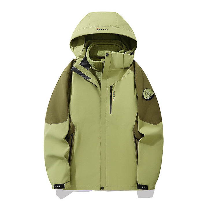 Herren wasserdichte dreiteilige Winterjacke mit abnehmbarer Kapuze und Fleece-Innenjacke Drune