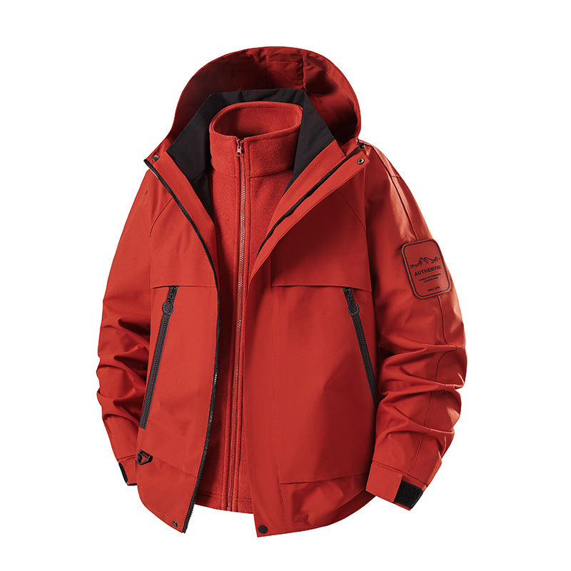 Herren multifunktionale Wasserfeste Softshell-Regenjacke mit abnehmbarer Fleece-Innenjacke Drune