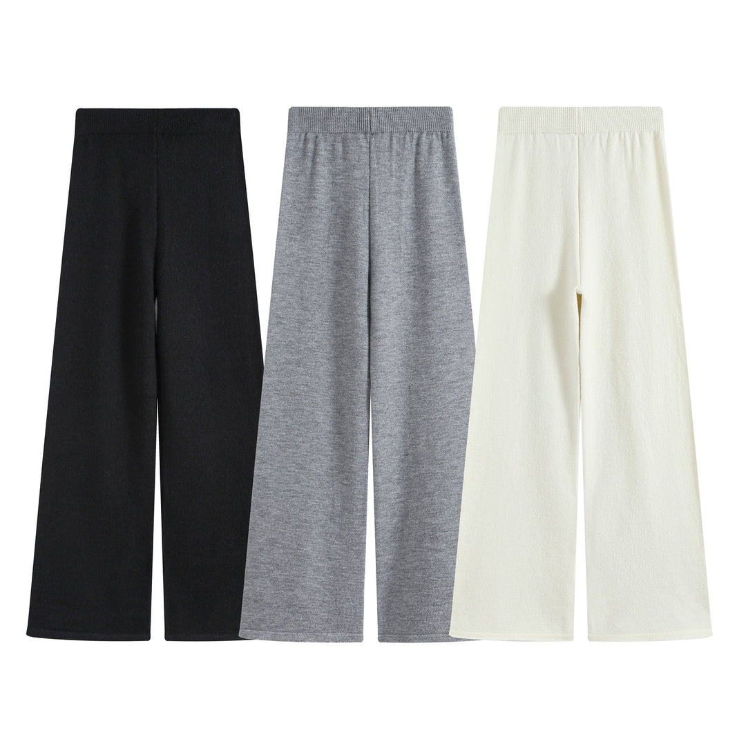 Damen Feiner Strickzweiteiler mit V‑Ausschnitt, Taillengürtel und weiter Bündchenhose Drune