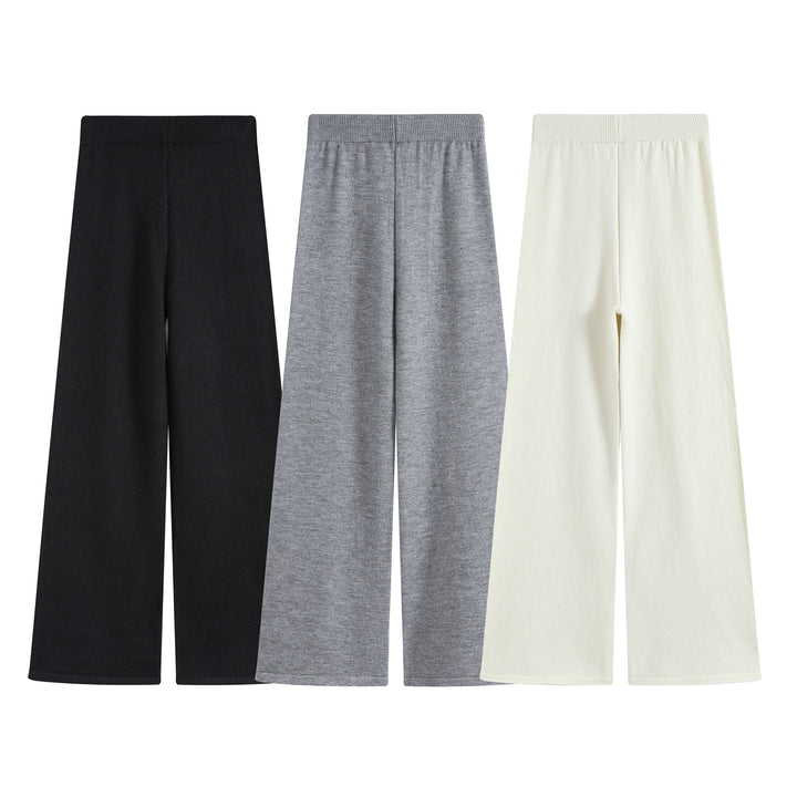 Damen Feiner Strickzweiteiler mit V‑Ausschnitt, Taillengürtel und weiter Bündchenhose Drune