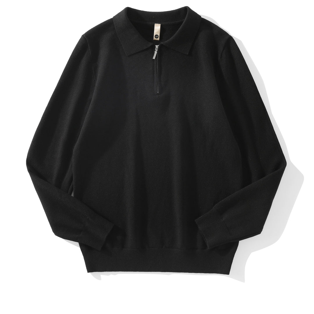 Herren Moderner Pullover mit Stehkragen und Reißverschluss Drune