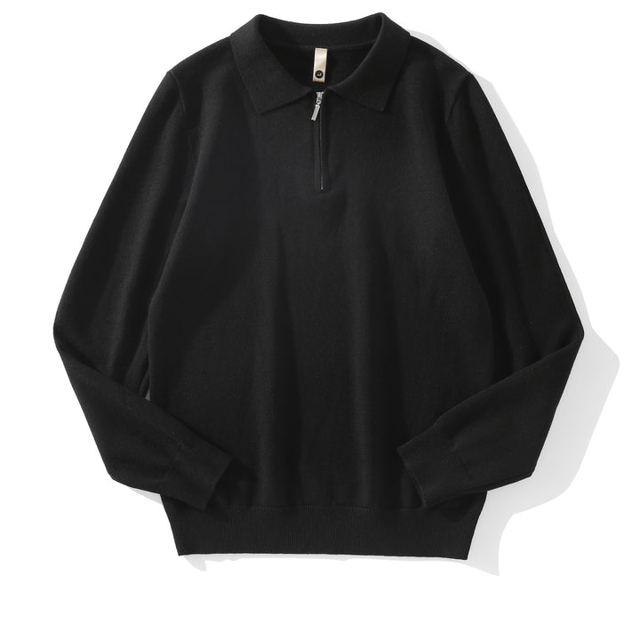Herren Moderner Pullover mit Stehkragen und Reißverschluss Drune