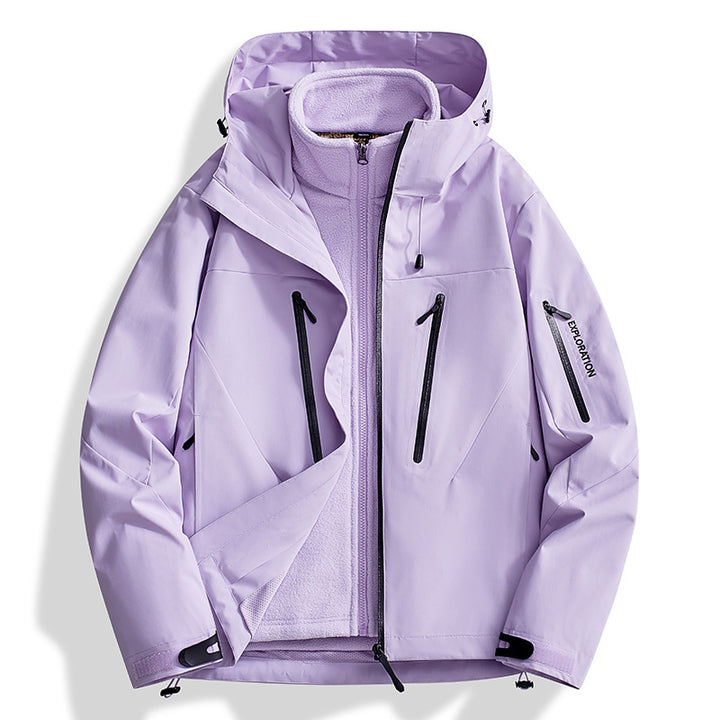 Herren Zwei-in-Eins Softshell-Outdoorjacke mit abnehmbarer Fleece-Innenjacke und wasserdichten Reißverschlüssen Drune
