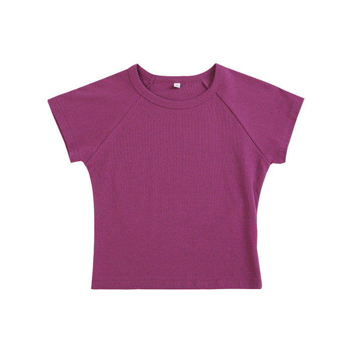 Damen Cropped Relaxed Fit Sport T-Shirt Drune