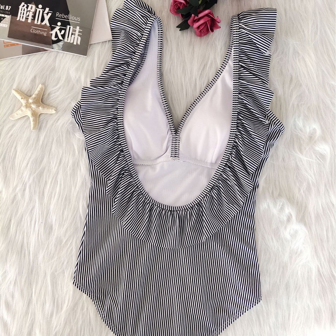 Damen Frottee Badeanzug mit Rüschendetails Drune