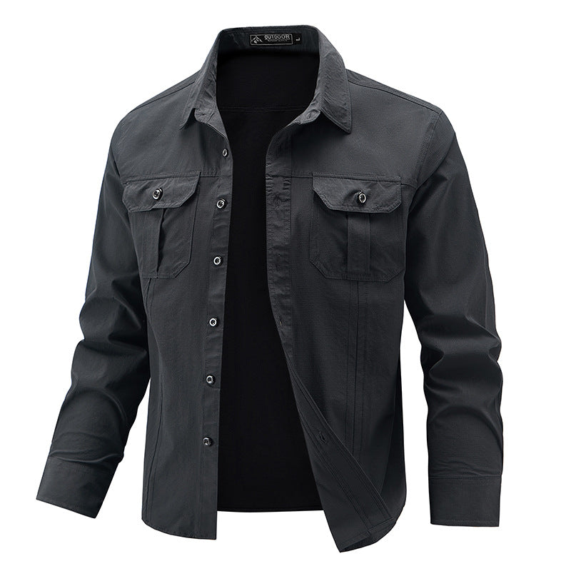 Herren Lässige Hemdjacke mit Brusttaschen Drune