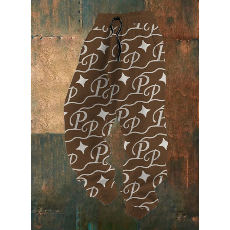 Damen Bequeme Freizeithose mit kreativem Druck Drune