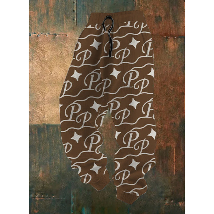Damen Bequeme Freizeithose mit kreativem Druck Drune