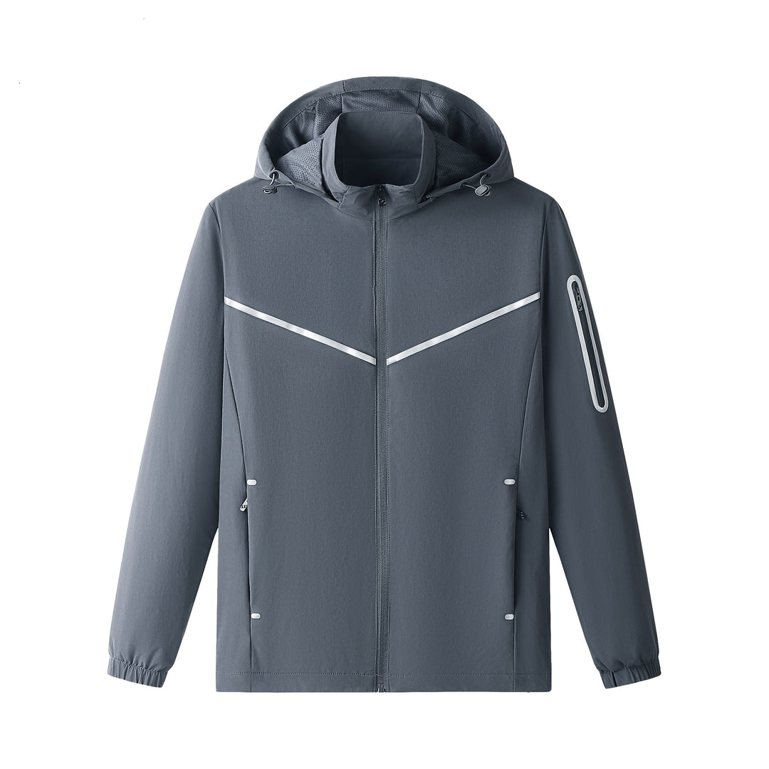 Herren Leichter Atmungsaktiver Softshell-Trainingsanzug mit Kapuzenjacke & konischer Trainingshose Drune