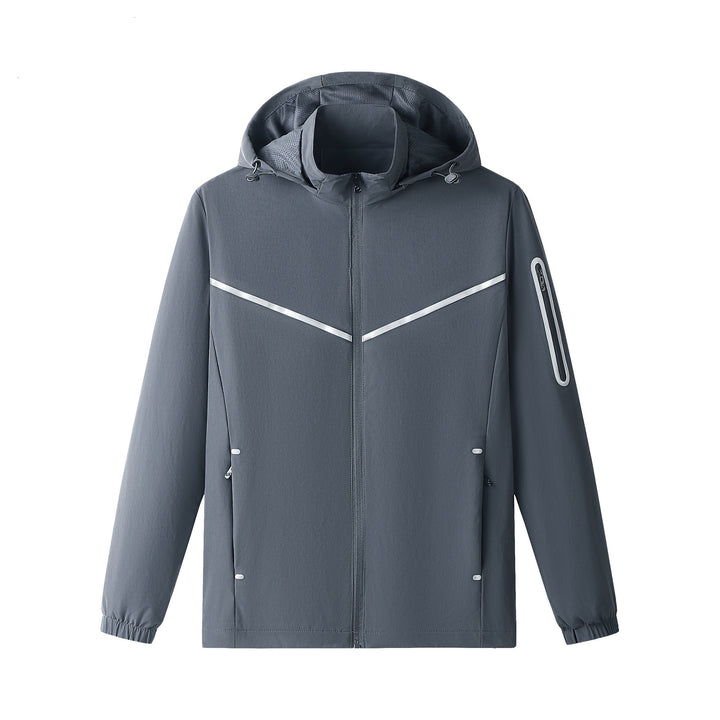 Herren Leichter Atmungsaktiver Softshell-Trainingsanzug mit Kapuzenjacke & konischer Trainingshose Drune