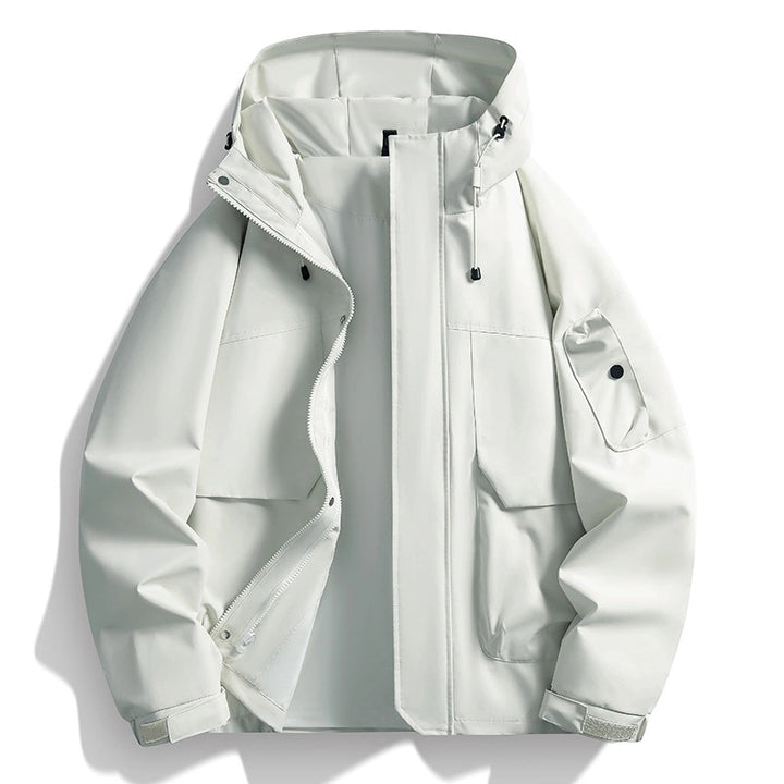 Herren Wasserdichte Kapuzenjacke im Utility-Stil mit verschweißten Nähten und verdecktem Reißverschluss Drune