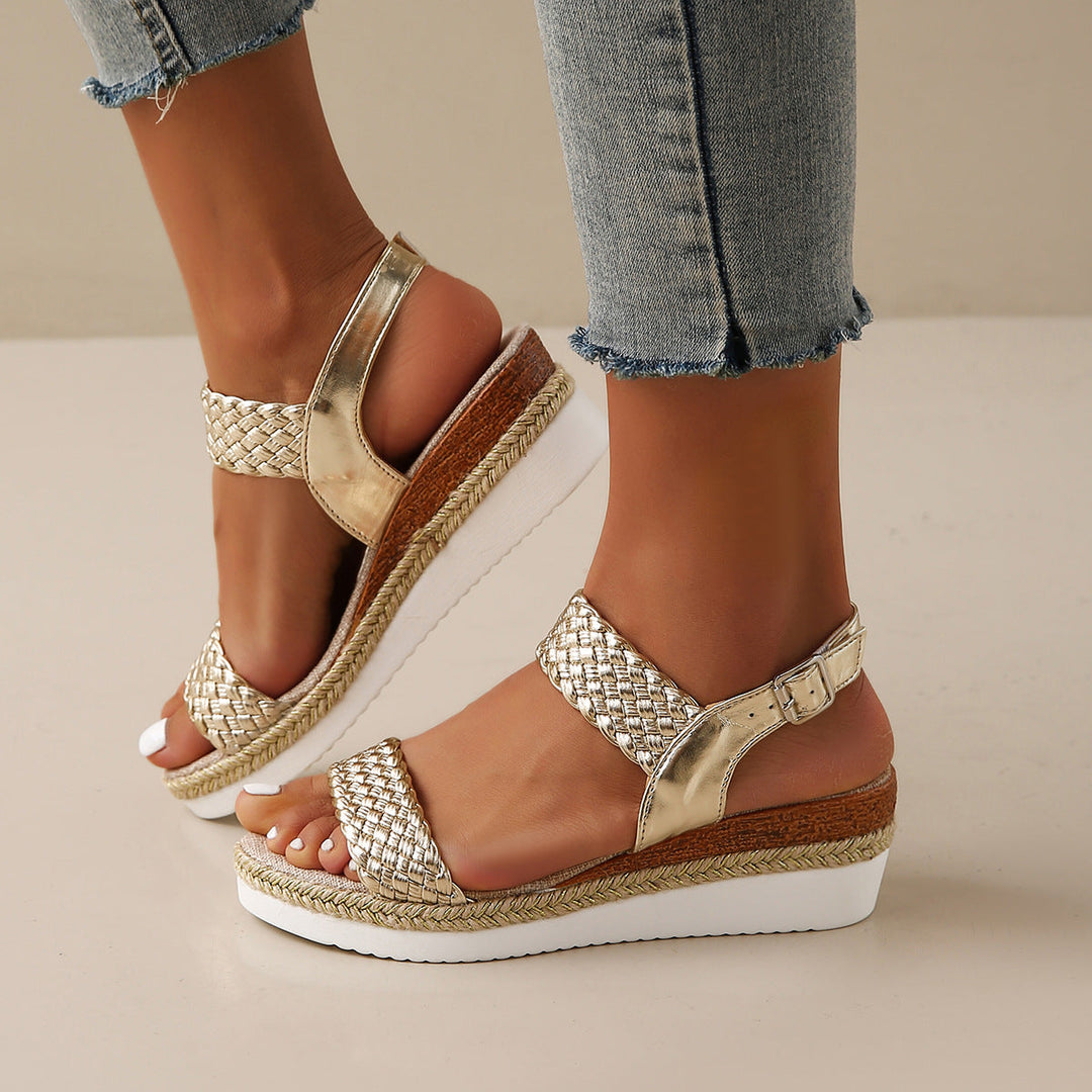 Damen Wedge-Sandalen mit geflochtenem Riemen und rutschfester Sohle Drune