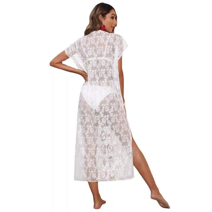 Damen Häkel-Kaftan mit fröhlichen Blumenmotiven Drune
