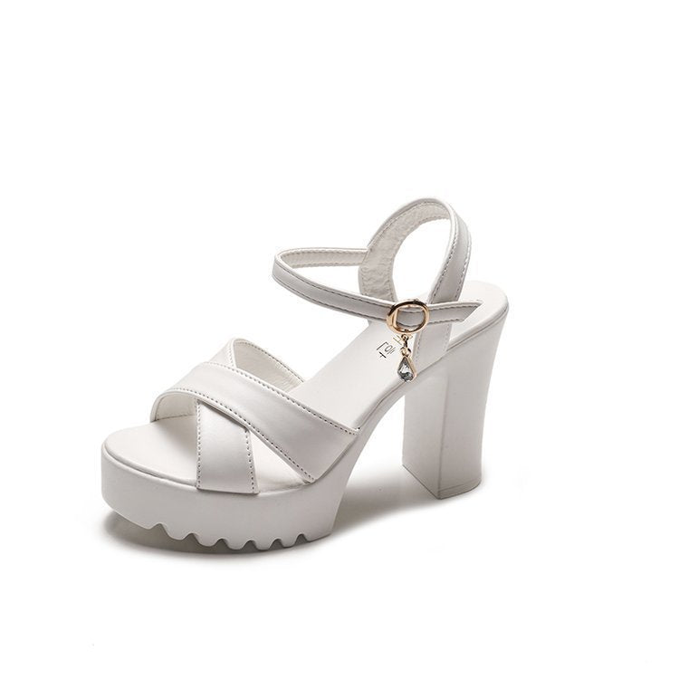 Damen Plateau-Sandalen mit dekorativen Riemen und modischem Blockabsatz Drune