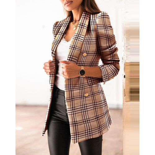Damen Blazerjacke im modernen Tweed-Design mit doppelter Knopfreihe und geschneiderten Details Drune