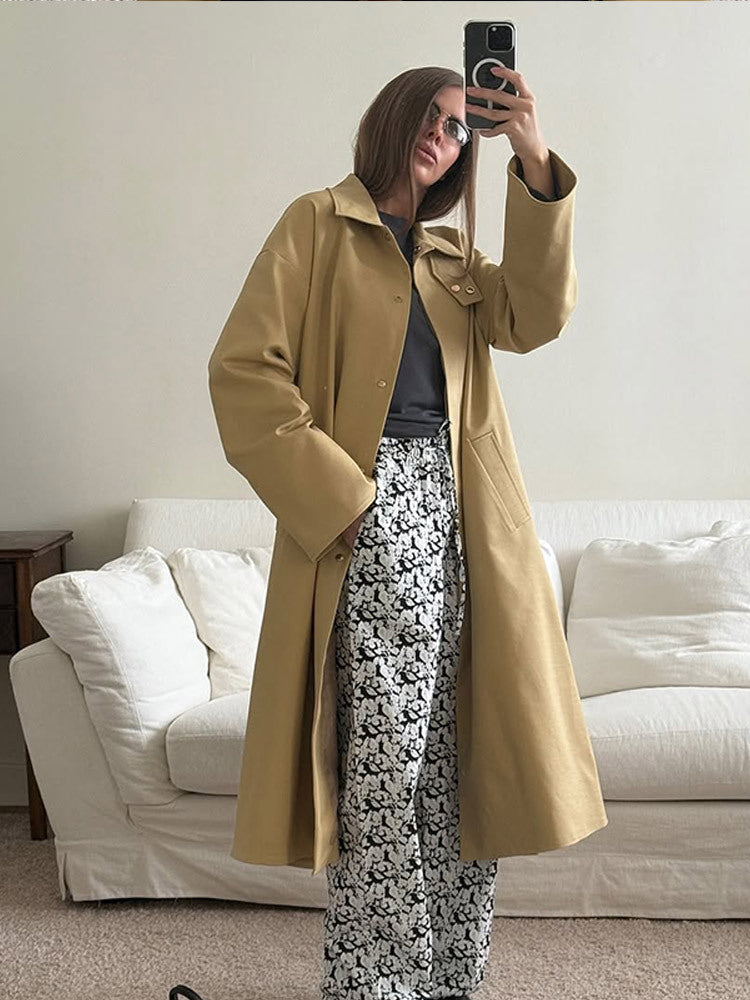 Damen Oversized Trenchcoat mit praktischem Knopfverschluss Drune