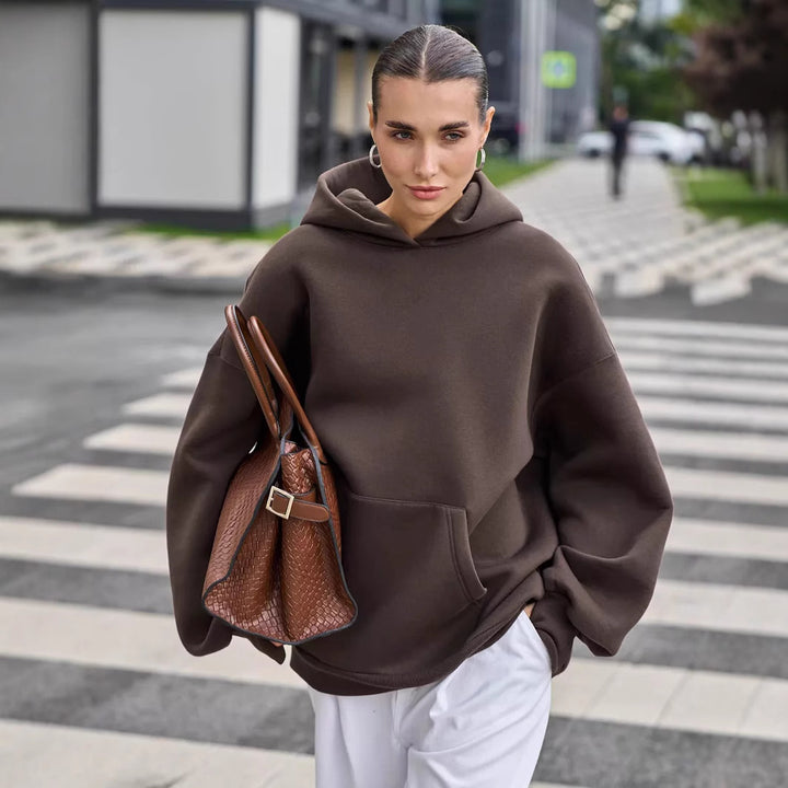 Damen Oversized Kapuzenpullover mit extra weitem Schnitt und Kängurutasche Drune