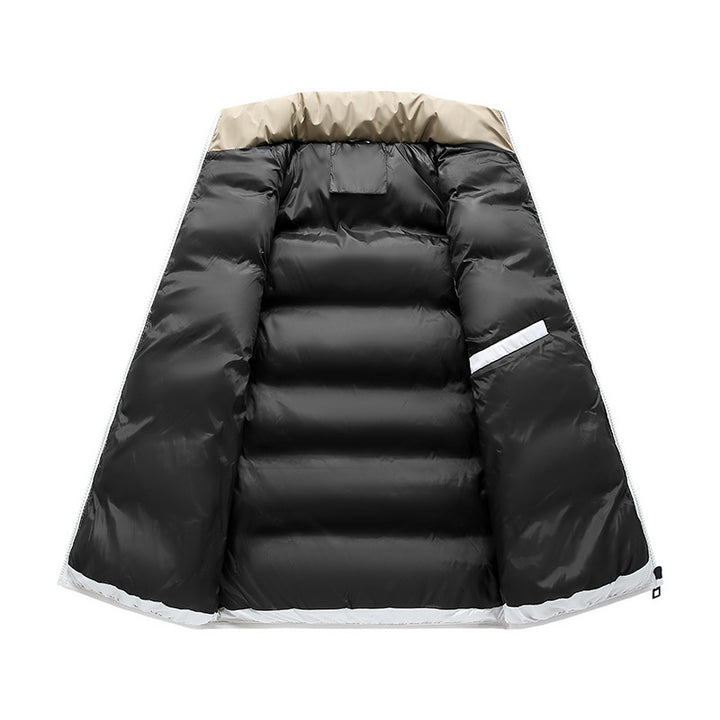 Herren Thermo-Steppweste mit hohem Stehkragen, Farbblock‑Design & Reißverschlusstaschen Drune